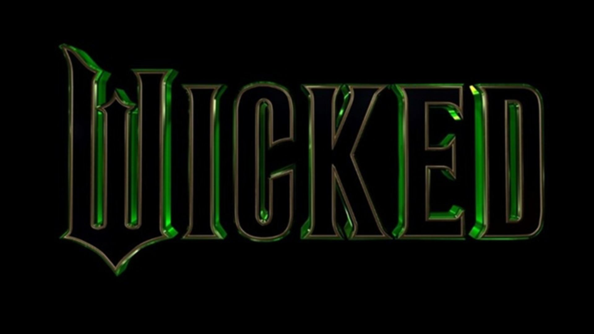 Logo filme Wicked em preto e verde