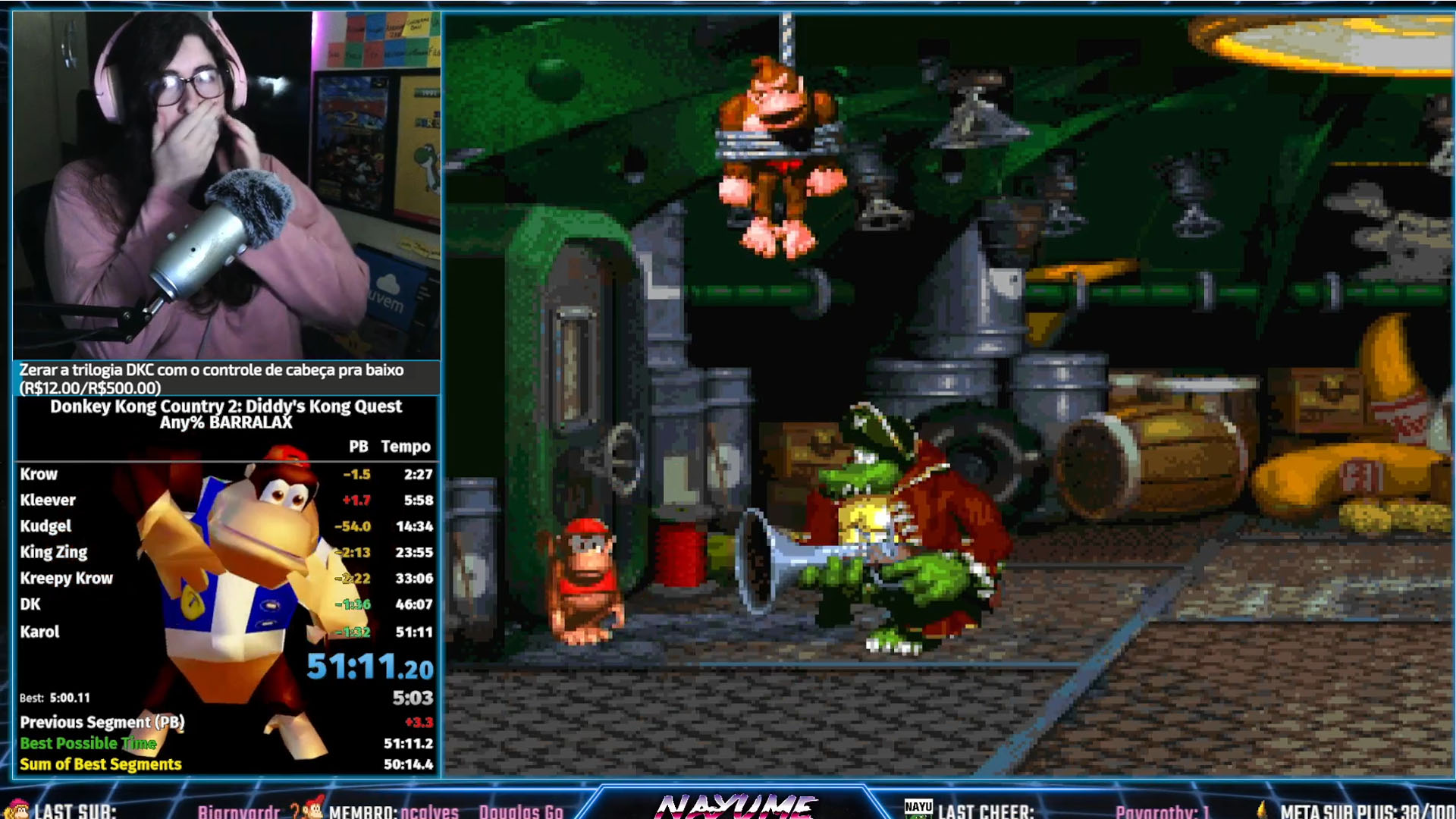 Nayume, streamer brasileira, bate recorde em speedrun de DKC2