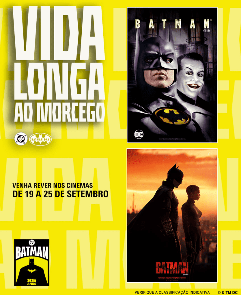  A Warner Bros. Pictures anunciou no início da tarde desta quarta-feira(10), que irá reexibir Batman (1989) e The Batman (2022) nos cinemas.