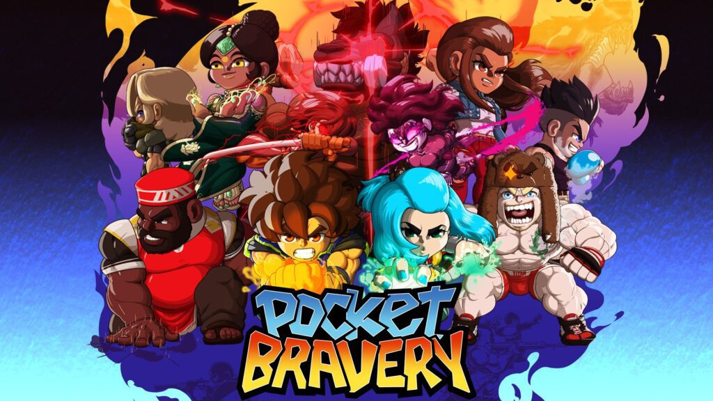 Personagens de Pocket Bravery centralizados, acima do nome do jogo