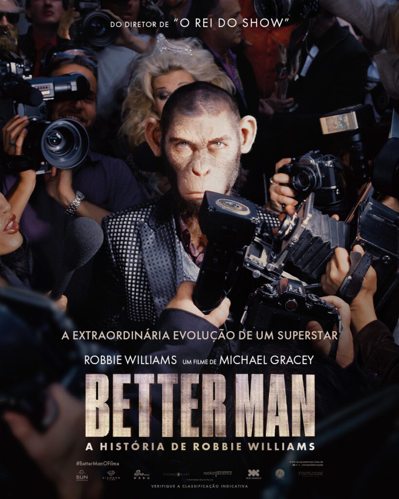 No último dia 30 a Diamond Filmes divulgou um novo pôster de Better Man - A História de Robbie Williams. O filme estreia em 2025.