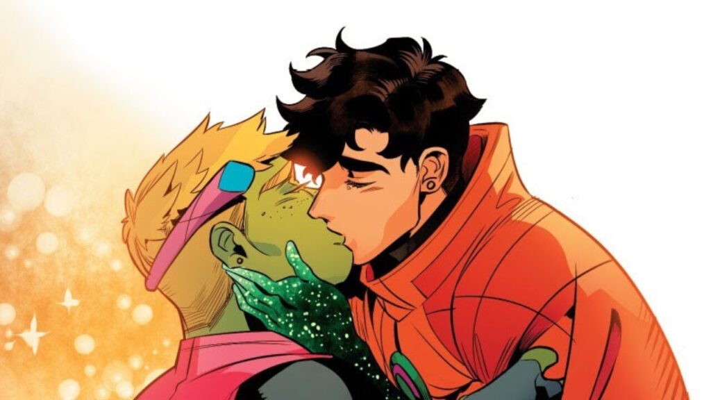 Wiccano e Hulkling, beijo