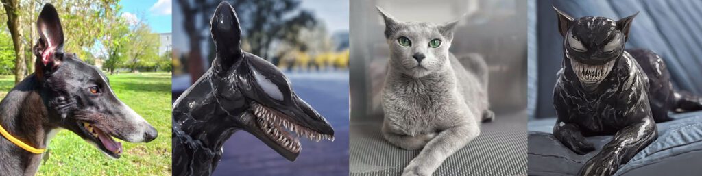 Venom 3: Já parou para pensar que o seu pet pode ser um simbionte? Pois a Sony pensou e assim, um site foi criado, a foto do seu pet é “venomizada”.