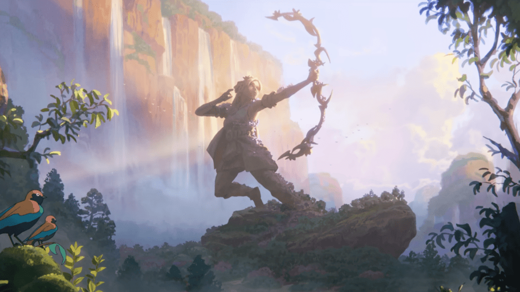 Estátua de Ashe, em Here, Tomorrow, de League of Legends (Foto: Reprodução/leagueoflegends)