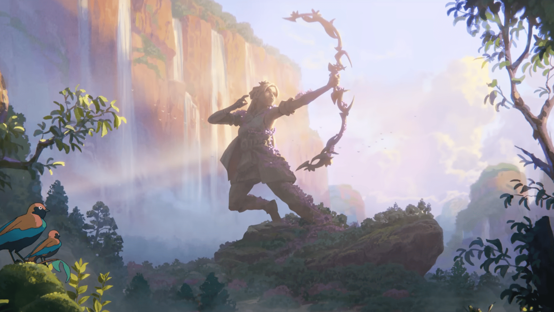 Estátua de Ashe, em Here, Tomorrow, de League of Legends (Foto: Reprodução/leagueoflegends)