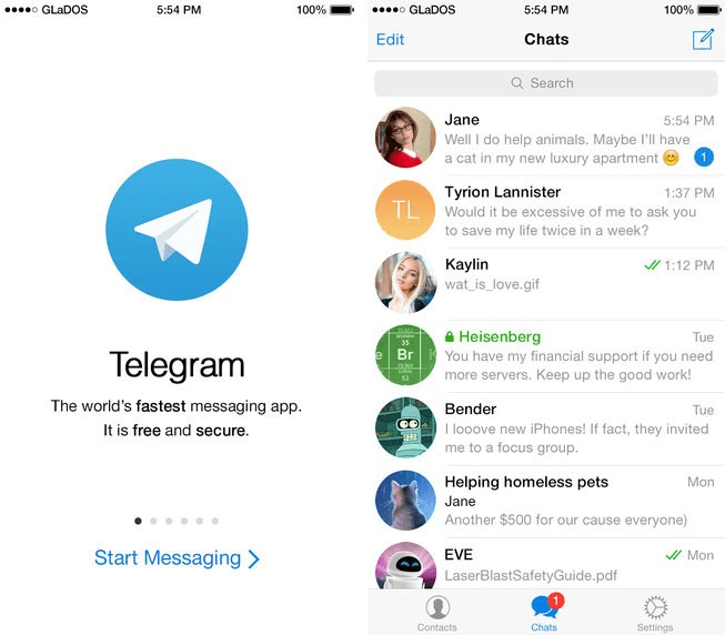 Tela ilustrativa de um grupo no Telegram. 