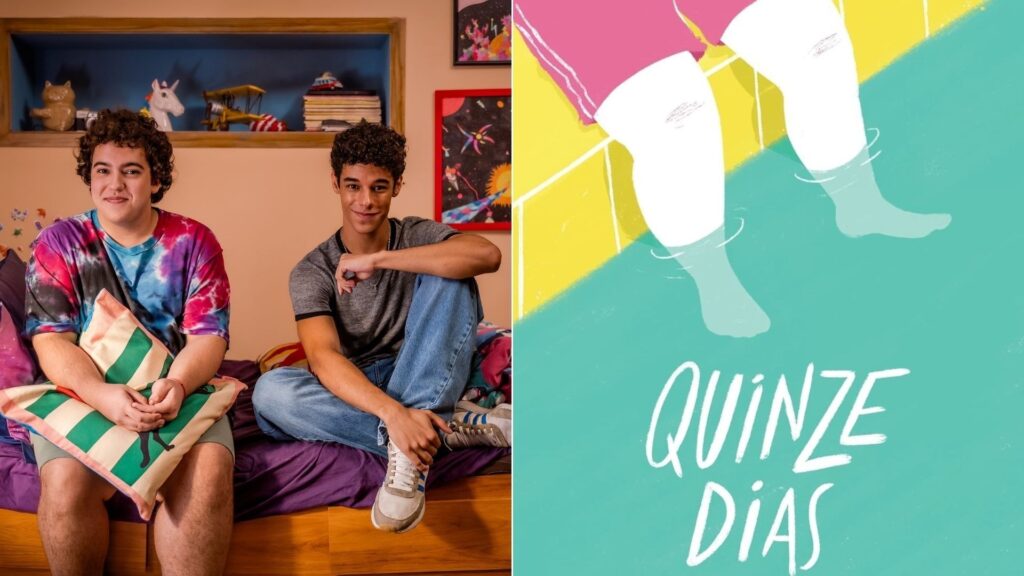 Miguel Lallo e Diego Lira como Felipe e Caio na adaptação de Quinze Dias