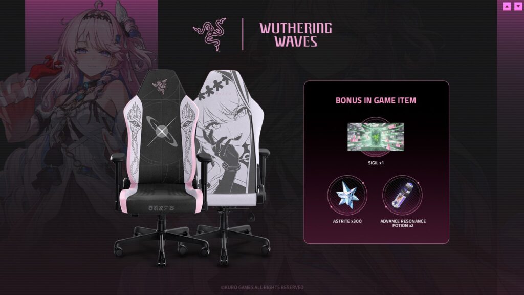 A cadeira Iskur V2 X é uma das peças da coleção da Razer inspirada em Wuthering Waves