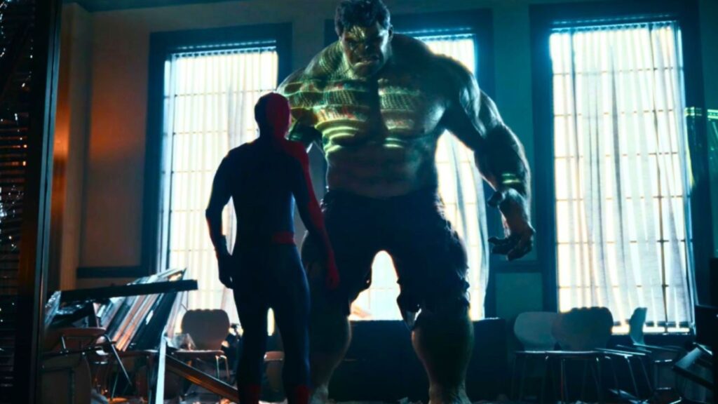 Homem-Aranha na briga com o Hulk