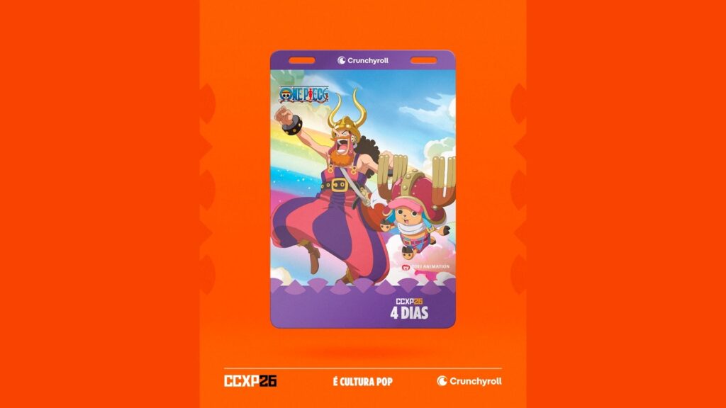 Uma das credenciais da CCXP, com estampas dos personagens de One Piece