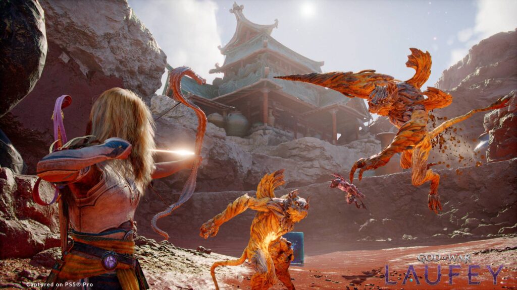 God of War Laufey mostra Serpent Bow e imagem de Kratos