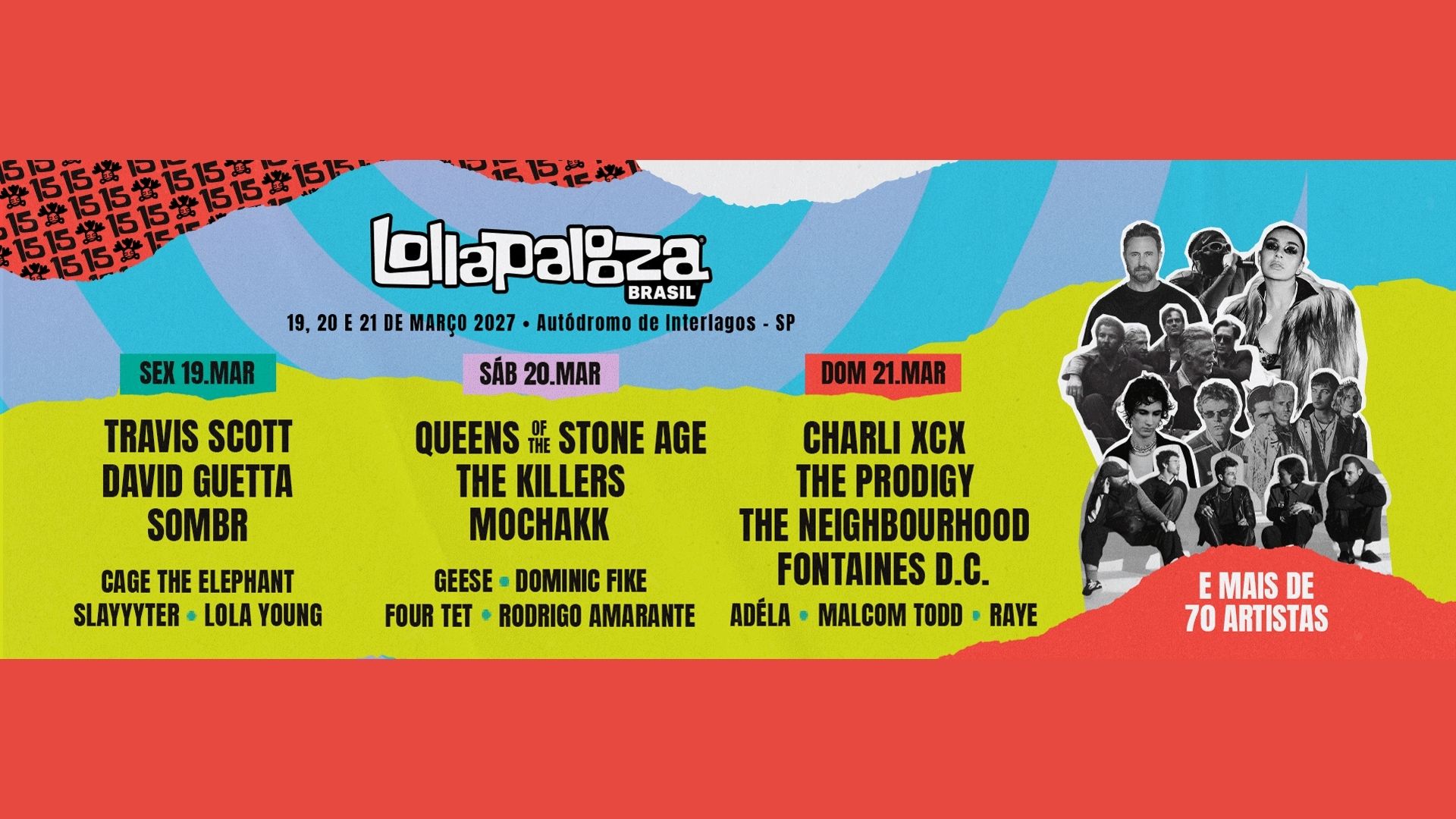 Cartaz do Lollapalooza por dia